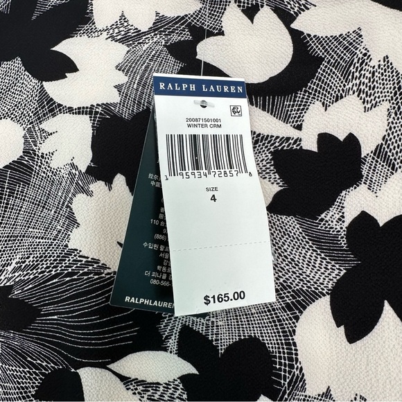 Lauren Ralph Lauren Printed Bubble Crepe Dress in Winter Cream size 4 - Picture 8 of 13